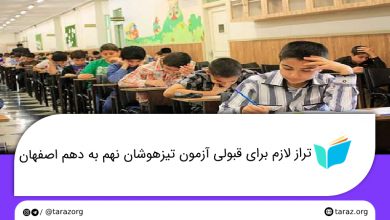 تصویر از تراز قبولی مدارس تیزهوشان نهم به دهم اصفهان